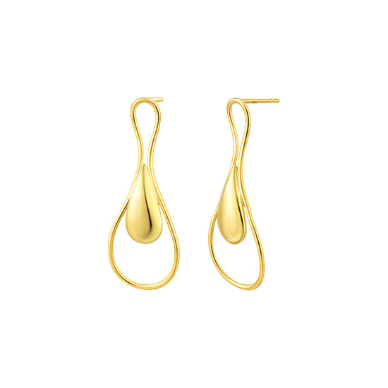 925 STERLING SILVER WITH 14K GOLD PLATED PAISLEY DESIGN EARRINGS