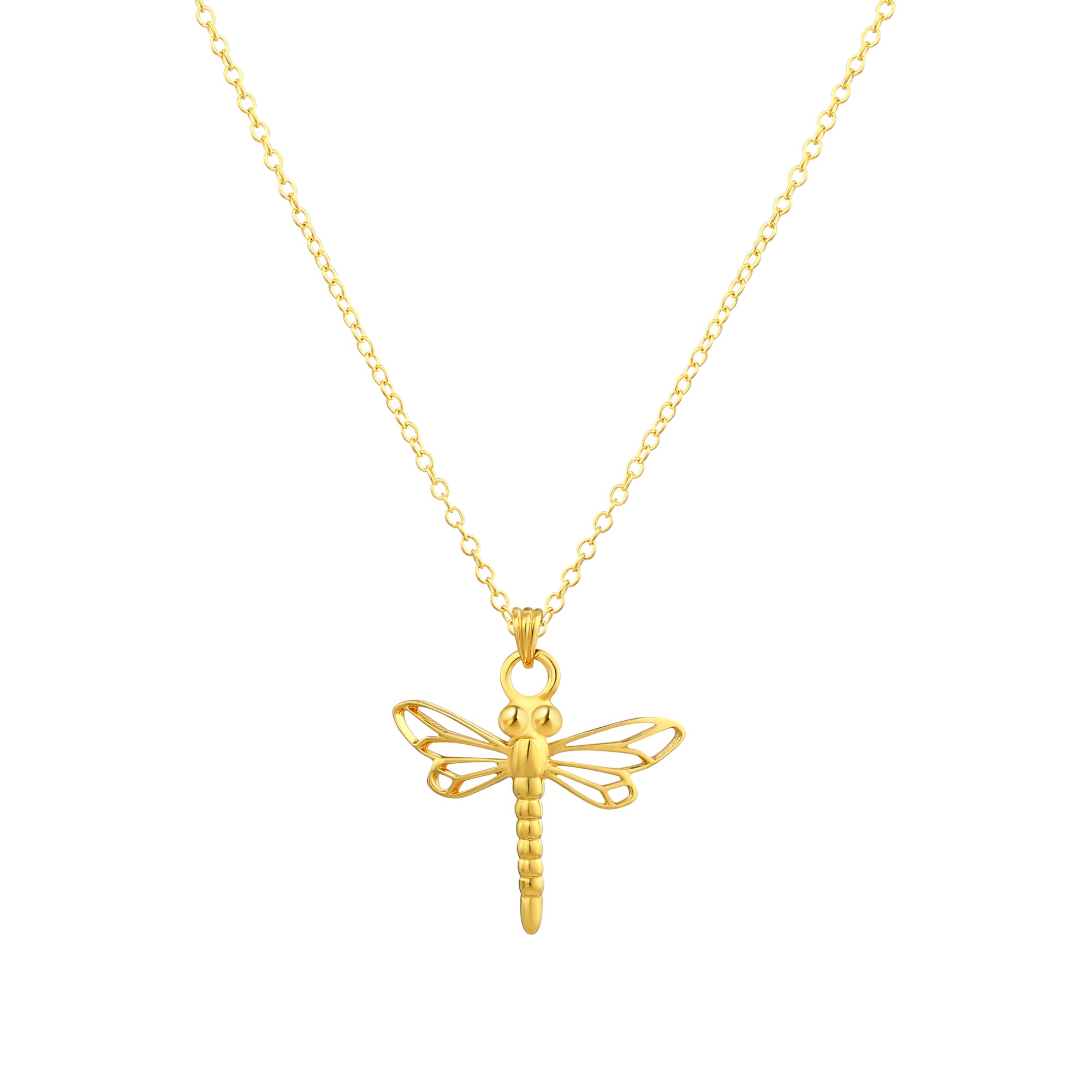 925 STERLING SILVER GOLD DRAGONFLY PENDANT