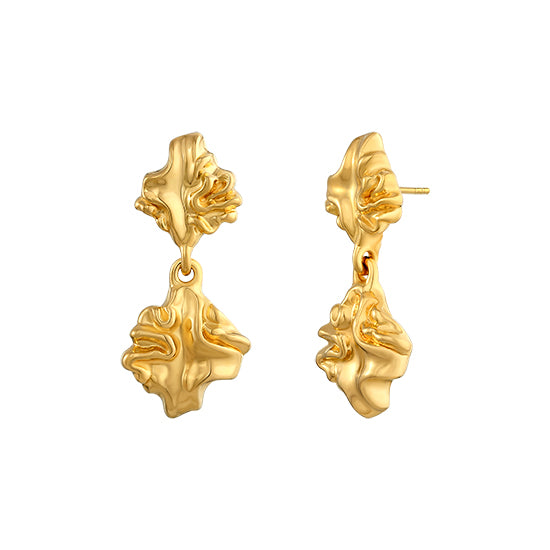 CRUMPLE STYLE ELECTROFORM EARRINGS 925 WITH 14K GOLD PLATED