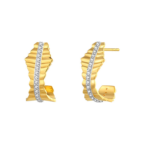 925 STERLING SILVER WITH 14K GOLD PLATED/CZ GORGEOUS ONDULATA EARRINGS