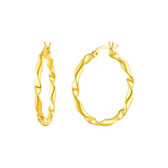 925 STERLING SILVER WITH 14K GOLD PLATED TWISTED HOOP EARRINGS