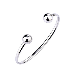 925 STERLING SILVER BALLS OPEN HINGED CUFF BANGLE - Almond (Thailand ...