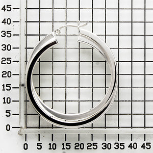 925 Sterling Silver Square .81inch Tube Oval Shape Hoop Earrings