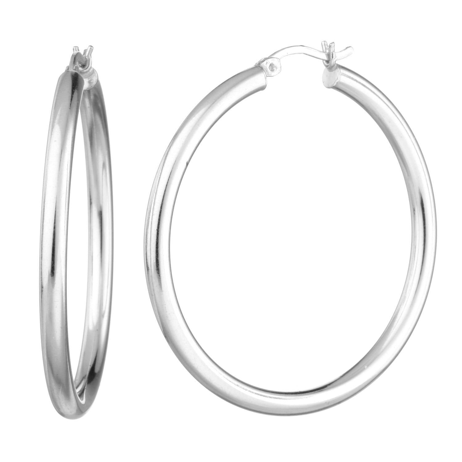 925 STERLING SILVER ROUND HOOP EARRINGS PLAIN 40.0 MM F85159